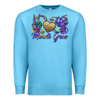 Ocean Blue Peace love crawfish Mardi Gras skeleton hand Premium Sweatshirt - FaDigitalArtStudio