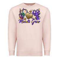 Pale Pink Peace love crawfish Mardi Gras skeleton hand Premium Sweatshirt - FaDigitalArtStudio