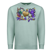 Seafoam Peace love crawfish Mardi Gras skeleton hand Premium Sweatshirt - FaDigitalArtStudio