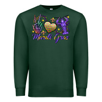 Sports Green Peace love crawfish Mardi Gras skeleton hand Premium Sweatshirt - FaDigitalArtStudio