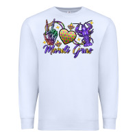 White Peace love crawfish Mardi Gras skeleton hand Premium Sweatshirt - FaDigitalArtStudio