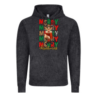 Vintage Black merry christmas reindeer Vintage Hoodie - MaliasSmallBusiness