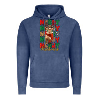 Vintage Denim merry christmas reindeer Vintage Hoodie - MaliasSmallBusiness