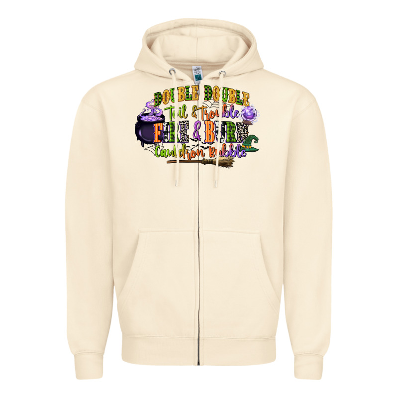 Double Double Toil And Trouble Fire And Burn Cauld Zipper Hoodie by CowGirlArtShop | Teevron