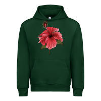 Forest Green Puerto Rican Hibiscus Flower Illustrations Urban Hoodie - LillyAllenDesigns