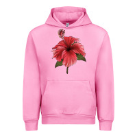 Fuchsia Pink Puerto Rican Hibiscus Flower Illustrations Urban Hoodie - LillyAllenDesigns