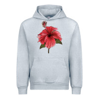 Heather Grey Puerto Rican Hibiscus Flower Illustrations Urban Hoodie - LillyAllenDesigns