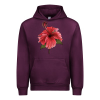 Mauve Wine Puerto Rican Hibiscus Flower Illustrations Urban Hoodie - LillyAllenDesigns