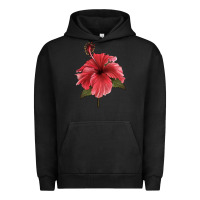 Pigment Black Puerto Rican Hibiscus Flower Illustrations Urban Hoodie - LillyAllenDesigns