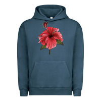 Pigment Midnight Navy Puerto Rican Hibiscus Flower Illustrations Urban Hoodie - LillyAllenDesigns