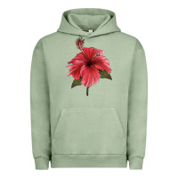 Pigment Oil Green Puerto Rican Hibiscus Flower Illustrations Urban Hoodie - LillyAllenDesigns