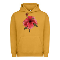 Pigment Peanut Butter Puerto Rican Hibiscus Flower Illustrations Urban Hoodie - LillyAllenDesigns