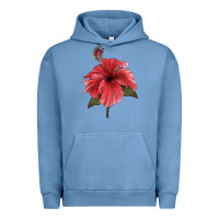 Pigment Pebble Blue Puerto Rican Hibiscus Flower Illustrations Urban Hoodie - LillyAllenDesigns