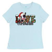 Baby Blue love Christmas cow Ladies Tee - Jasminsmagicworld