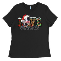 Black love Christmas cow Ladies Tee - Jasminsmagicworld