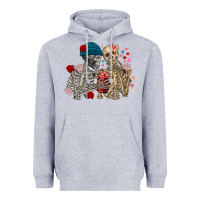 Heather Grey Skeleton couple Valentine's Day Heavyweight Hoodie - FaDigitalArtStudio