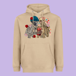 Skeleton Couple Valentine's Day Heavyweight Hoodie Designed By Fadigitalartstudio