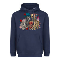 Navy Skeleton couple Valentine's Day Heavyweight Hoodie - FaDigitalArtStudio