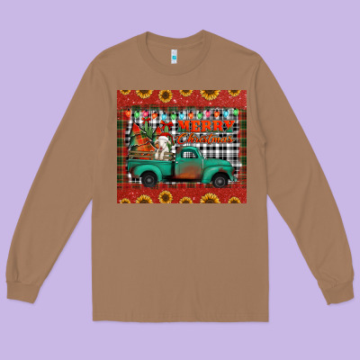 Merry Christmas Farm Truck Tumbler Long Sleeve Tee Designed By Jasminsmagicworld