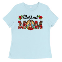 Baby Blue blessed mom lady of guadalupe Ladies Tee - BarkalooDesign