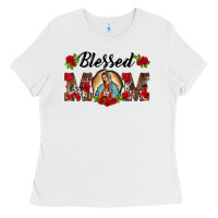 White blessed mom lady of guadalupe Ladies Tee - BarkalooDesign