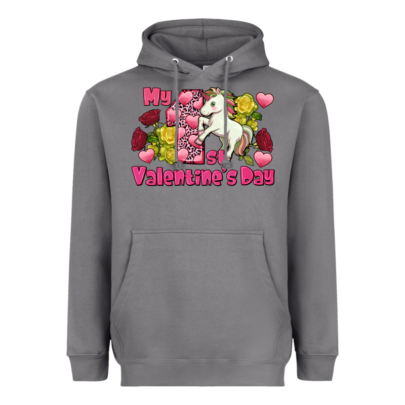 My First Valentine's Day Unicorn Heavyweight Hoodie by FaDigitalArtStudio | Teevron
