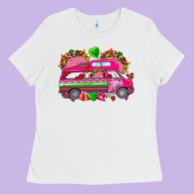 Valentines Day Tacos Truck Ladies Tee Designed By Nancycooperartshop