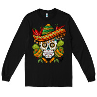 Black sombrero skull Long Sleeve Tee - BarkalooDesign