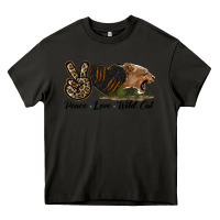 Asphalt Peace Love Wild Cat Head Heavy Core Tee - LillyAllenDesigns