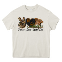 Cream Peace Love Wild Cat Head Heavy Core Tee - LillyAllenDesigns