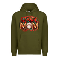 Army Green blessed baseball mom lightbulb letters Premium Hoodie - OliviaCreatesArt