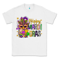 White Happy Mardi Gras With Gnome Classic Tee - BundleAndBundleShop