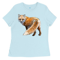 Baby Blue Red Fox Ladies Tee - LillyAllenDesigns