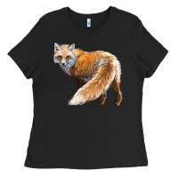 Black Red Fox Ladies Tee - LillyAllenDesigns
