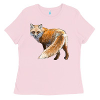 Bubblegum Pink Red Fox Ladies Tee - LillyAllenDesigns
