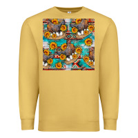 Antique Gold chicken with eggs and sunflowers seamles pattern Premium Sweatshirt - FaDigitalArtStudio