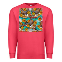 Cardinal chicken with eggs and sunflowers seamles pattern Premium Sweatshirt - FaDigitalArtStudio