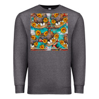 Charcoal Heather chicken with eggs and sunflowers seamles pattern Premium Sweatshirt - FaDigitalArtStudio