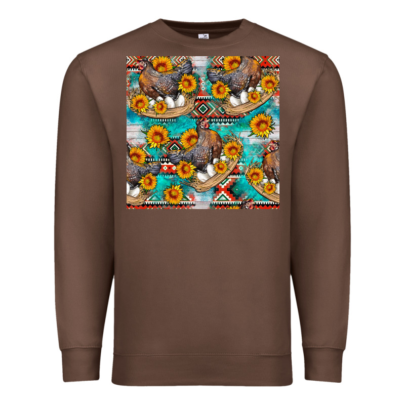 Chicken With Eggs And Sunflowers Seamles Pattern Premium Sweatshirt by FaDigitalArtStudio | Teevron