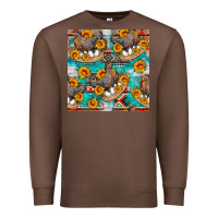 Chestnut chicken with eggs and sunflowers seamles pattern Premium Sweatshirt - FaDigitalArtStudio