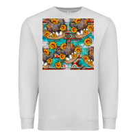 Dove Grey chicken with eggs and sunflowers seamles pattern Premium Sweatshirt - FaDigitalArtStudio