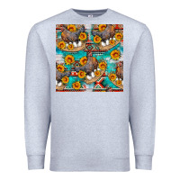 Heather Grey chicken with eggs and sunflowers seamles pattern Premium Sweatshirt - FaDigitalArtStudio