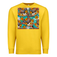 Lemon chicken with eggs and sunflowers seamles pattern Premium Sweatshirt - FaDigitalArtStudio