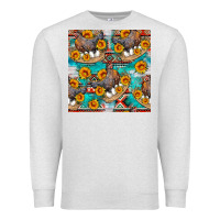 Oatmeal Heather chicken with eggs and sunflowers seamles pattern Premium Sweatshirt - FaDigitalArtStudio