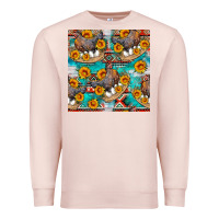 Pale Pink chicken with eggs and sunflowers seamles pattern Premium Sweatshirt - FaDigitalArtStudio