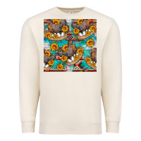 Sandshell chicken with eggs and sunflowers seamles pattern Premium Sweatshirt - FaDigitalArtStudio