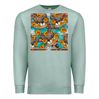 Seafoam chicken with eggs and sunflowers seamles pattern Premium Sweatshirt - FaDigitalArtStudio