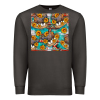 Smoke chicken with eggs and sunflowers seamles pattern Premium Sweatshirt - FaDigitalArtStudio