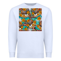 White chicken with eggs and sunflowers seamles pattern Premium Sweatshirt - FaDigitalArtStudio