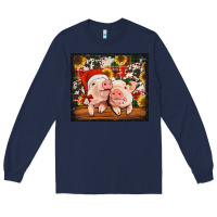 Navy Christmas pigs tumbler Long Sleeve Tee - Jasminsmagicworld